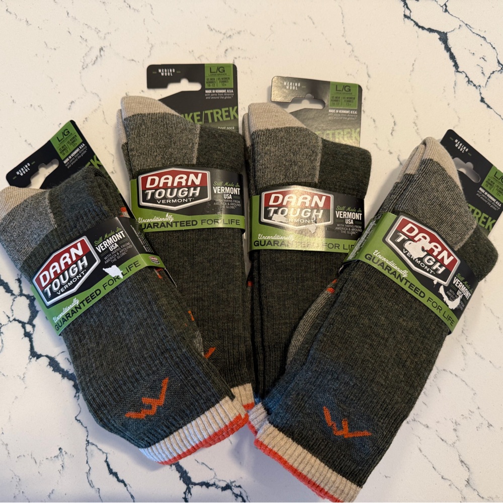 Darn Tough Merino Wool Hike/Trek Socks – Set of 4 – Large Olive Green – NWT